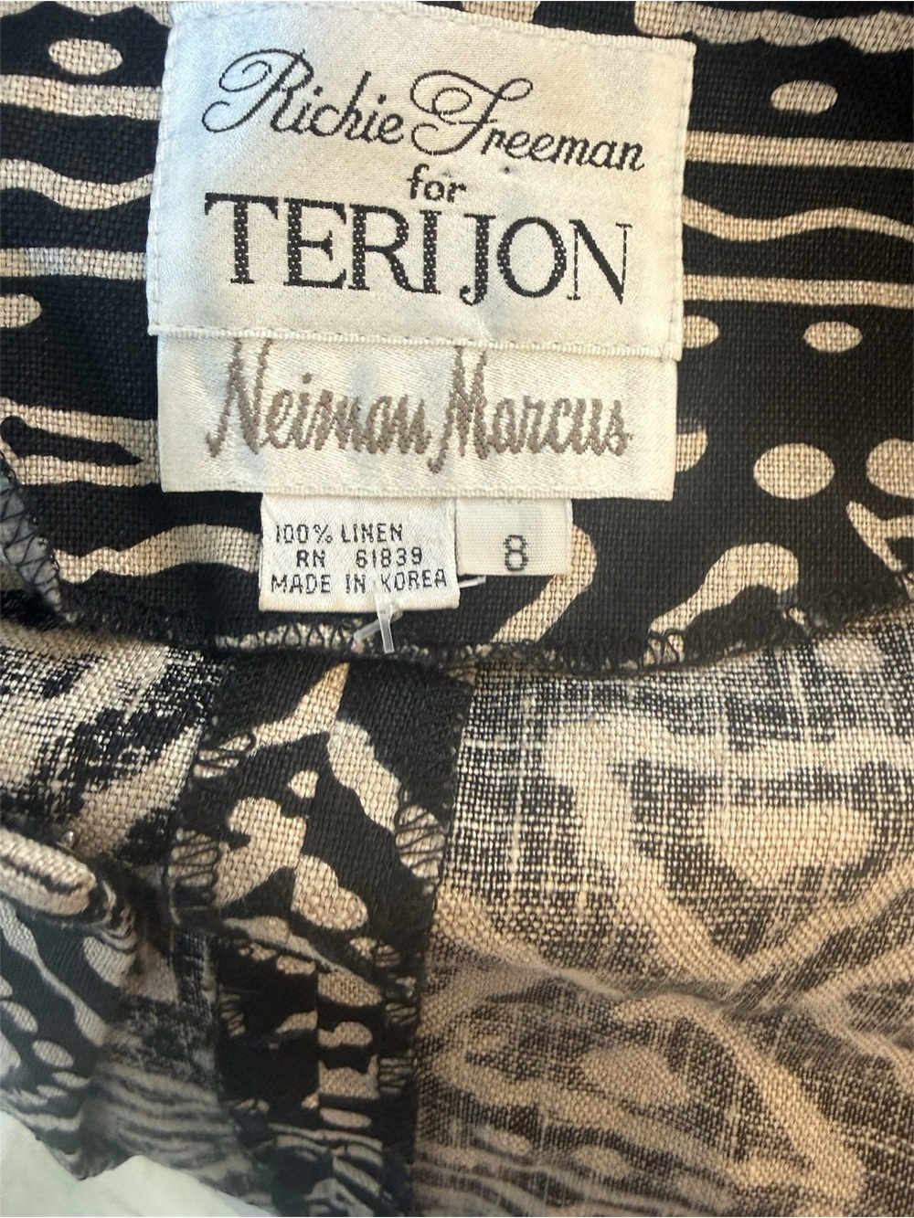 Richie Freeman Terijon Neumann Marcus black cream sz 8 Boho vintage luxury chic